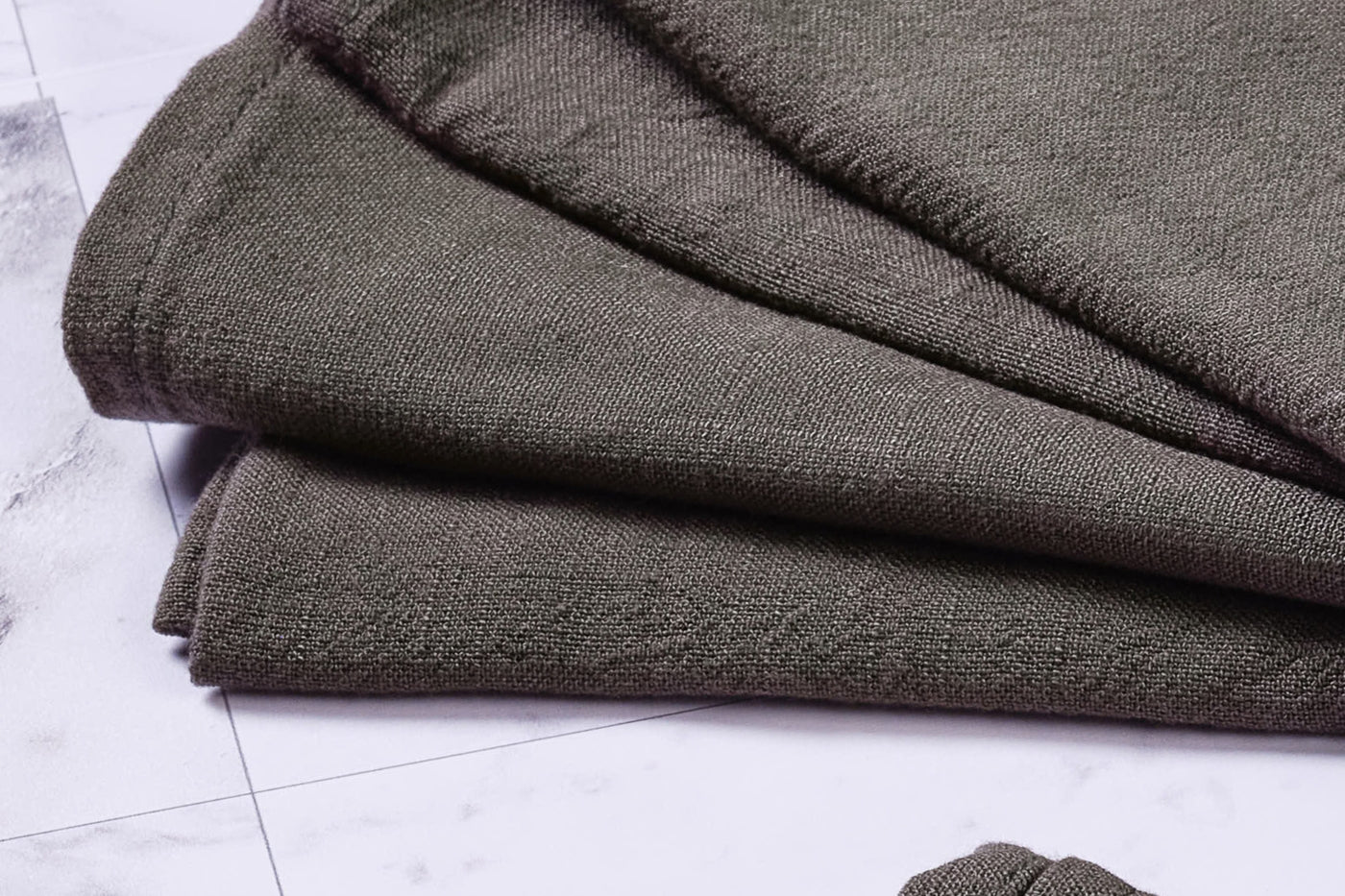 Serviette de table - 6 pièces - Lin et coton gris anthracite - Image 4