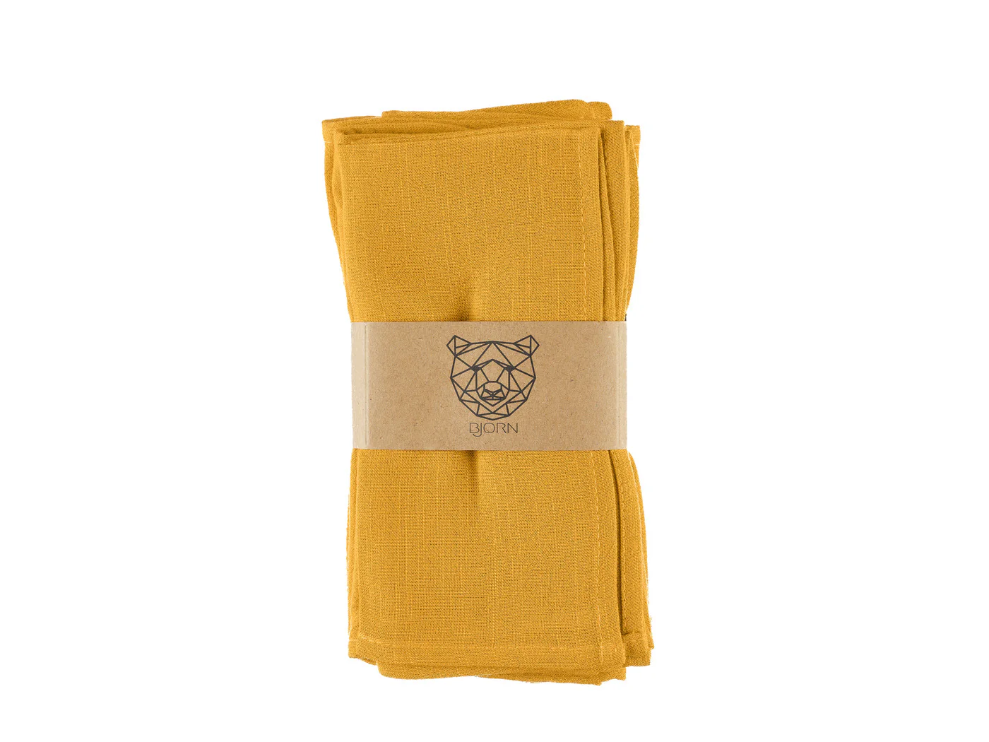 Serviette de table - 6 pièces - Lin et coton jaune moutarde - Image 5