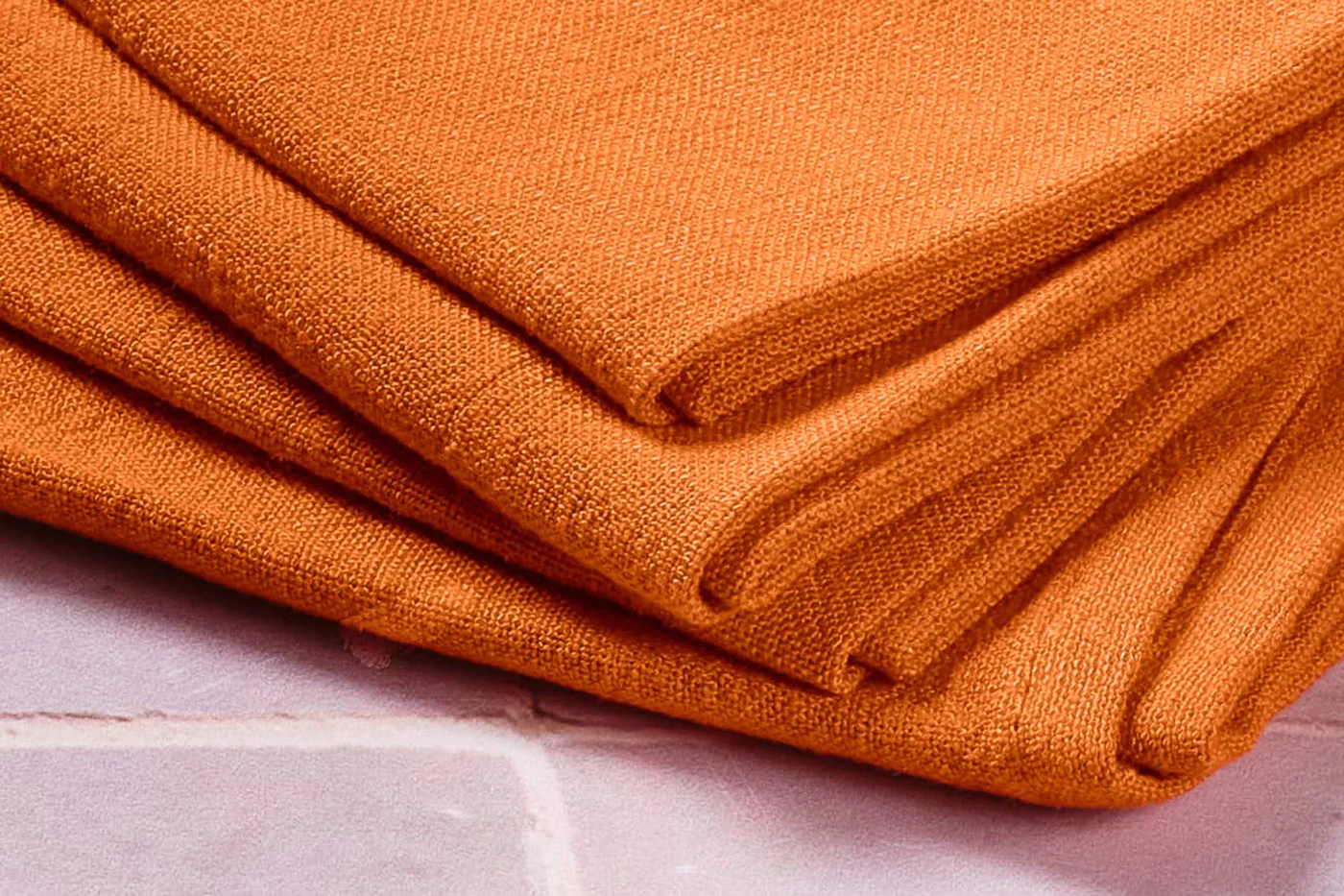 Serviette de table - 6 pièces - Lin et coton orange - Image 4