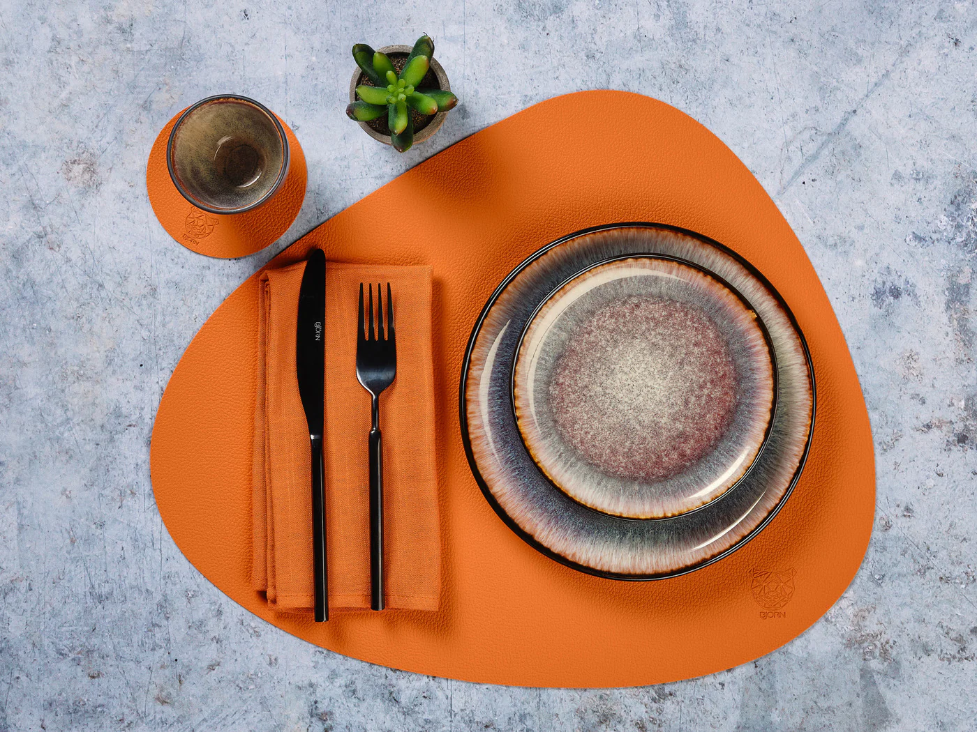 Serviette de table - 6 pièces - Lin et coton orange - Image 6