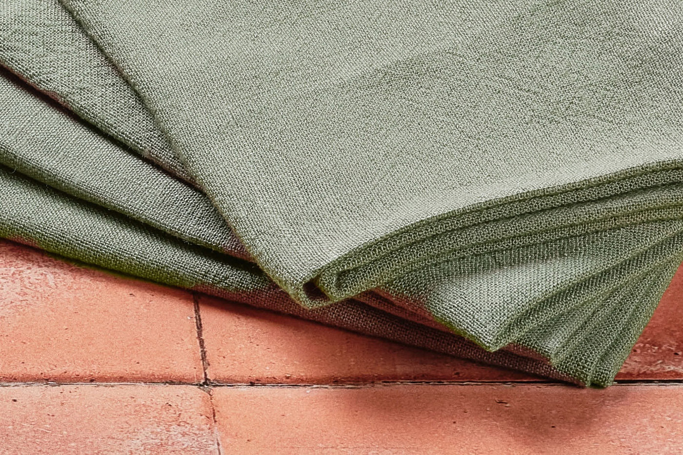 Serviette de table - 6 pièces - Lin et coton vert de gris - Image 4