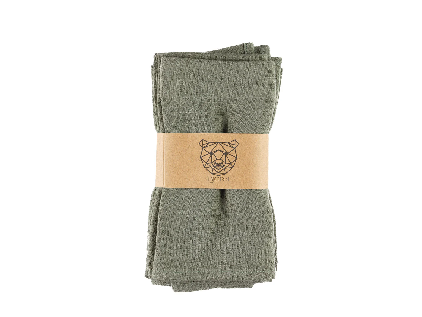 Serviette de table - 6 pièces - Lin et coton vert de gris - Image 5