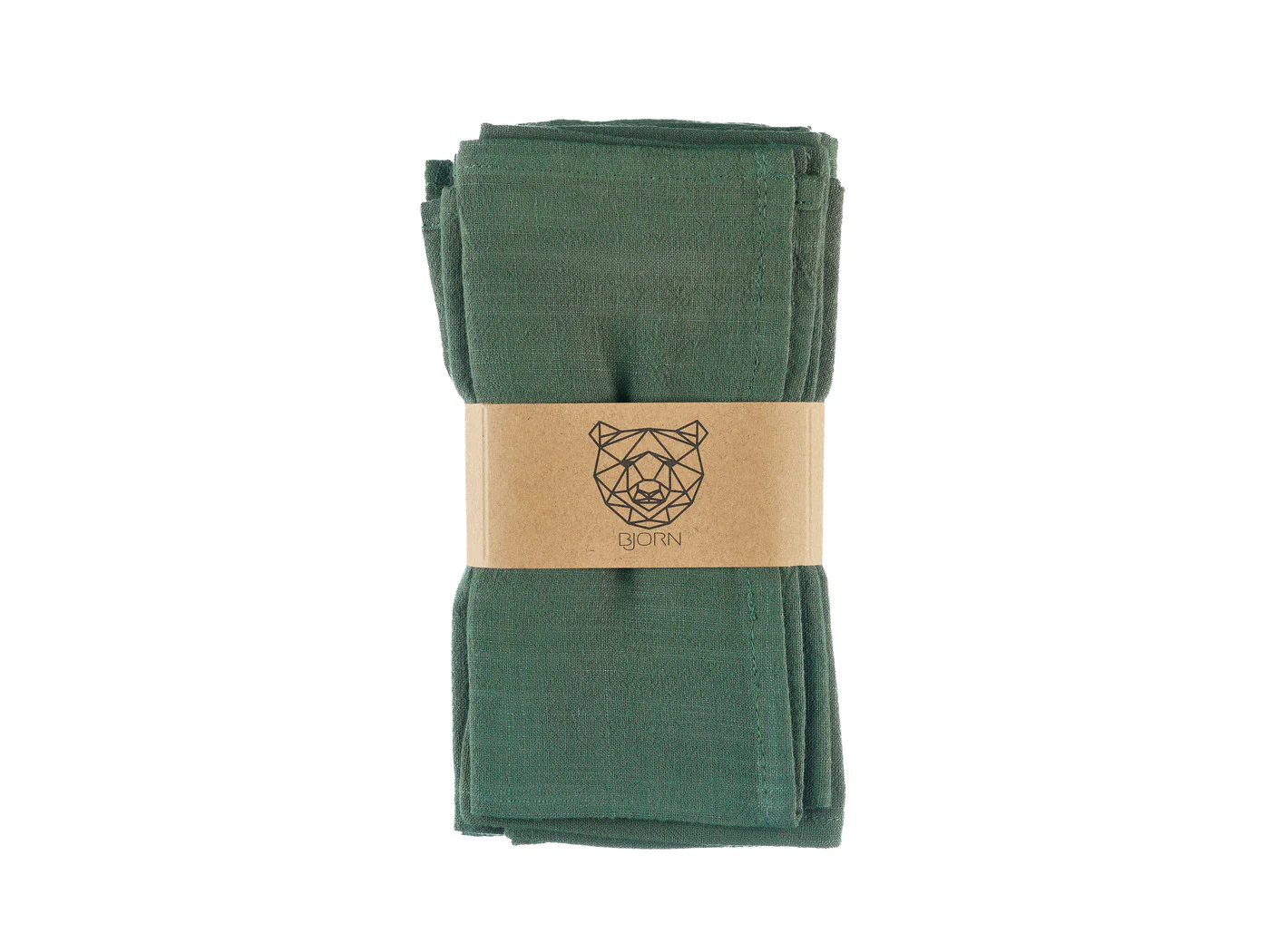 Serviette de table - 6 pièces - Lin et coton vert sapin - Image 5