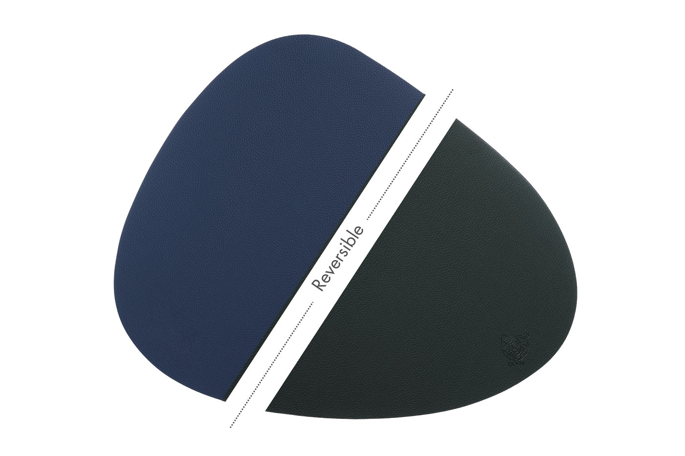 Set de table curve réversible - 6 pièces - Cuir recyclé bleu nuit et gris anthracite - Image 3