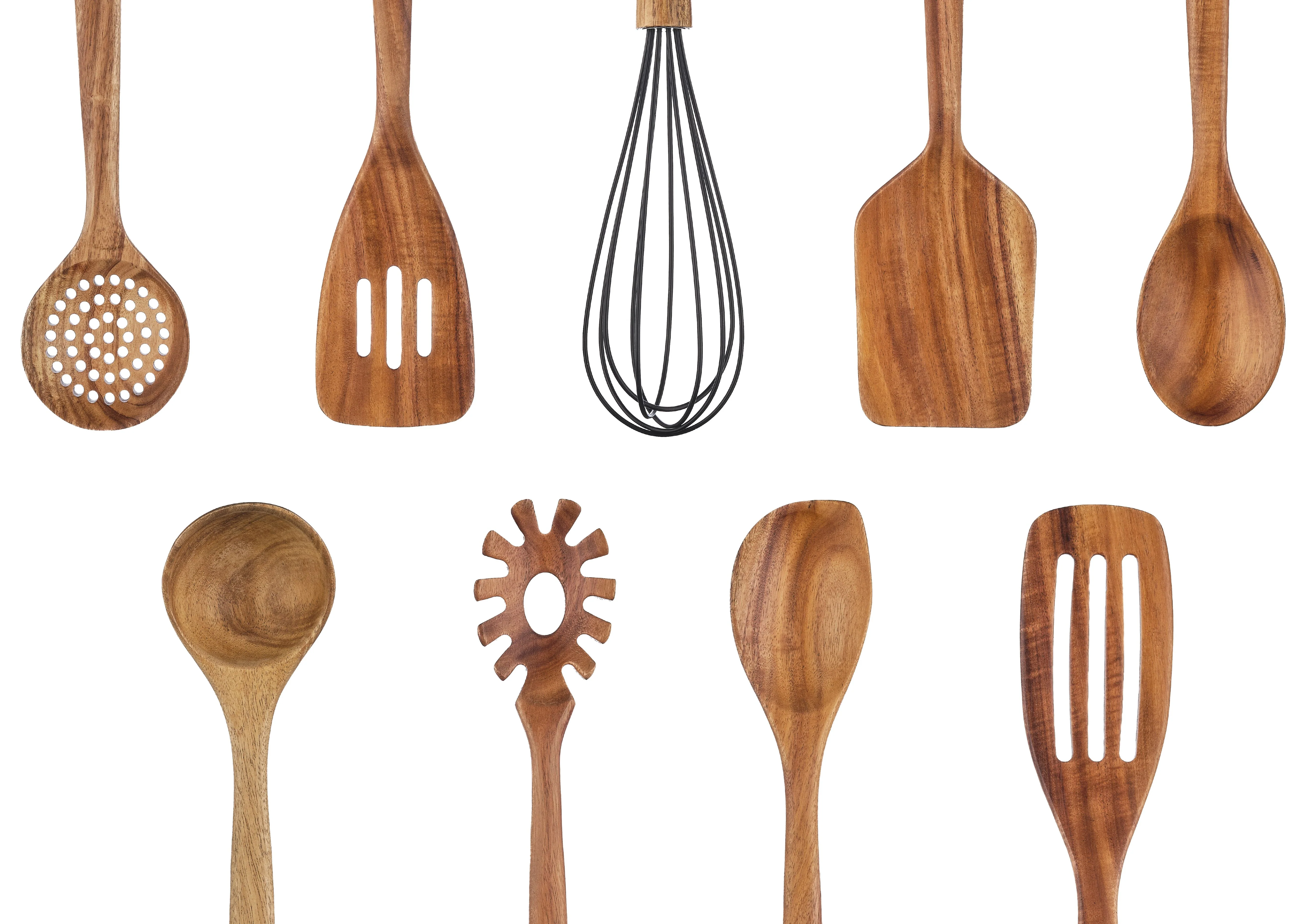 Set d'ustensiles de cuisine en bois d'acacia SKOV - 12 pièces - Image 4